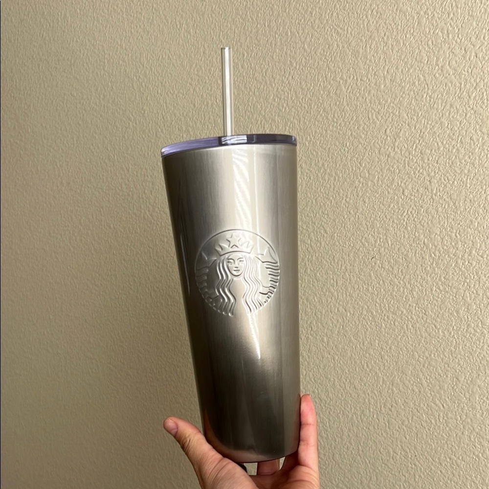Starbucks Silver Tumbler with Straw